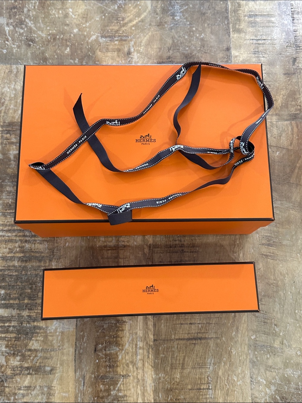 Hermès Bright Orange Signature Box with Black Trim